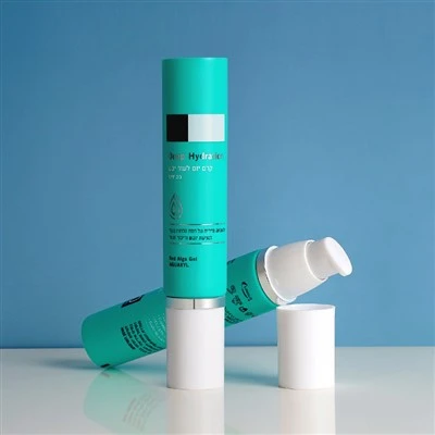 Tubo de plástico con bomba sin aire para envases cosméticos con estampado en caliente, crema protectora solar con FPS, loción, tubo con bomba sin aire